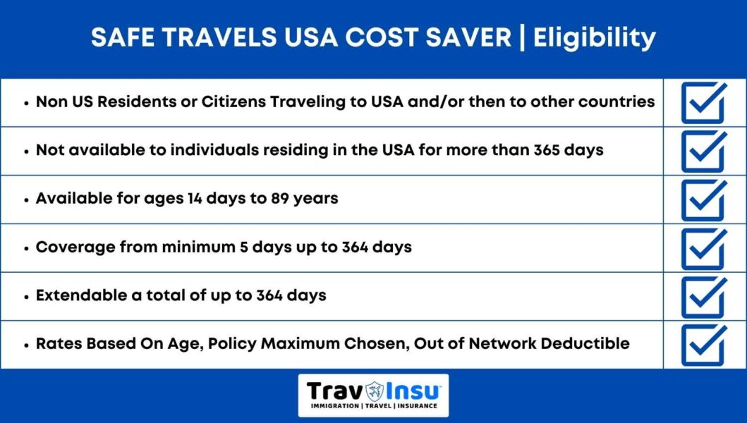 Safe Travels USA Cost Saver Eligibility